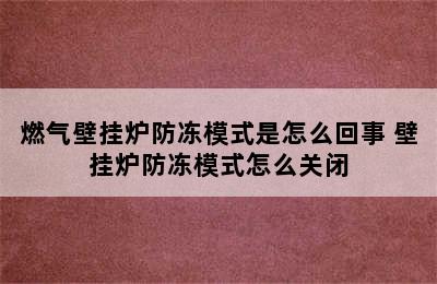 燃气壁挂炉防冻模式是怎么回事 壁挂炉防冻模式怎么关闭